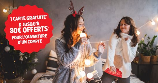 image festive de noël avec vignette jusqu'a 80 euros offerts et la carte Mozaïc gratuite