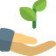 pictogramme main avec une feuille