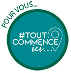 illustration avec le texte pour vous, tout commence içi