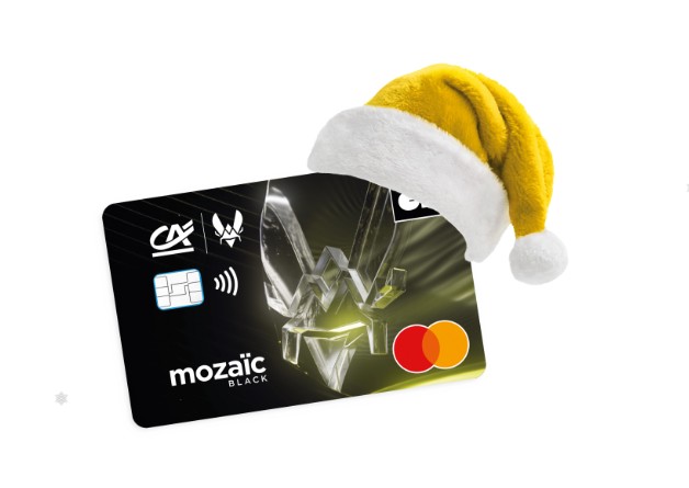 Visuel affichant la carte Mozaïc Black pour les 10-17 ans aux couleurs de Noel 